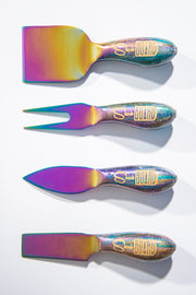 Polarized Rainbow Stardust Stainless Steel 1 of 1 Epoxy Resin Dipped 4Pcs Utensils Set