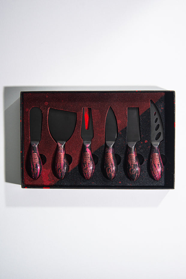 Dark Vader Red Stardust Stainless Steel Epoxy Resin Dipped 6Pcs Utensils Set