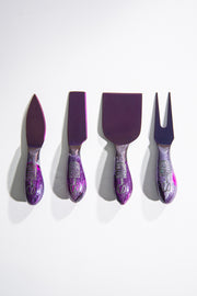 Purple Pink Thunder Stainless Steel Epoxy Resin Dipped 4Pcs Utensils Set