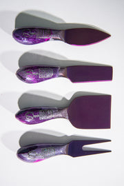 Purple Pink Thunder Stainless Steel 1 of 1 Epoxy Resin Dipped 4Pcs Utensils Set