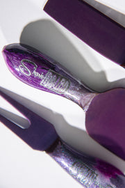 Purple Pink Thunder Stainless Steel Epoxy Resin Dipped 4Pcs Utensils Set