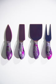 Purple Pink Thunder Stainless Steel Epoxy Resin Dipped 4Pcs Utensils Set