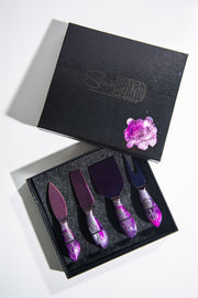 Purple Pink Thunder Stainless Steel Epoxy Resin Dipped 4Pcs Utensils Set