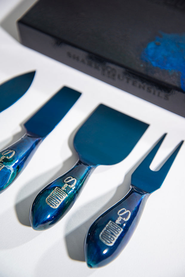 Blue Sky Stainless Steel Epoxy Resin Dipped 4Pcs Utensils Set