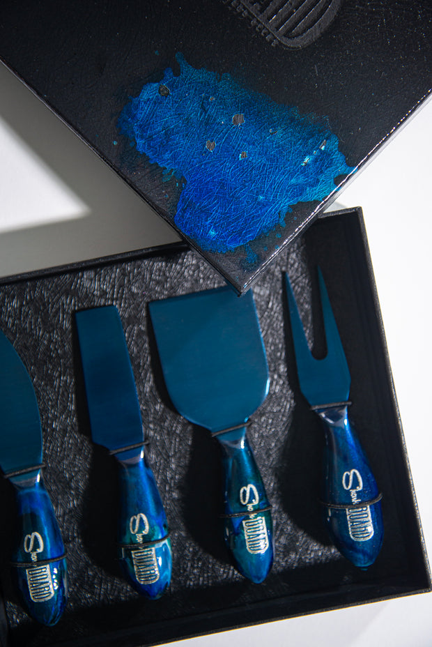 Blue Sky Stainless Steel Epoxy Resin Dipped 4Pcs Utensils Set