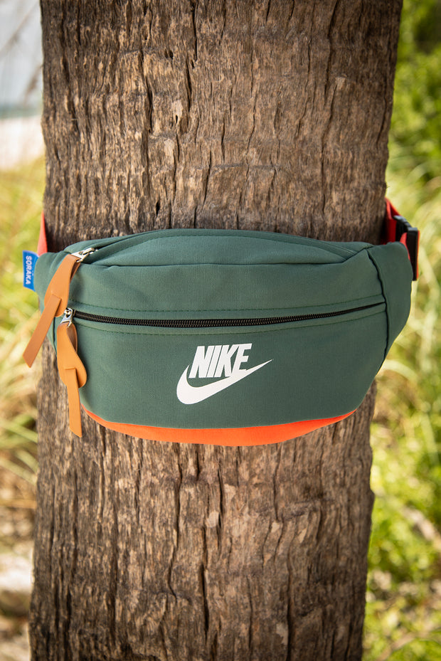 Nike Sling Simple Solid Waist Bag Fanny Pack Green Orange