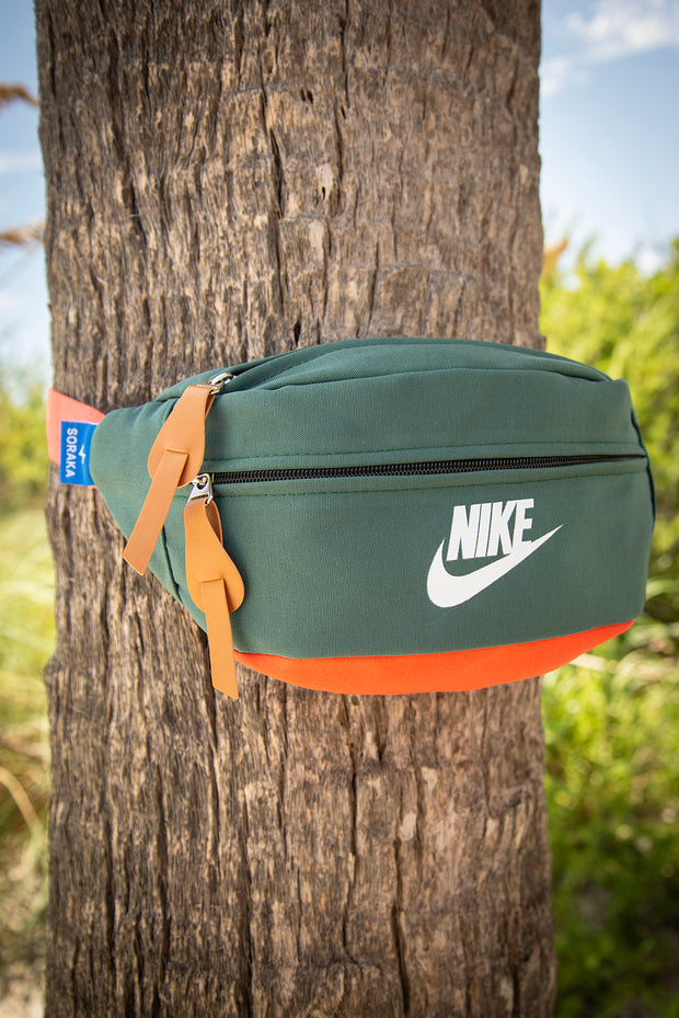 Nike Sling Simple Solid Waist Bag Fanny Pack Green Orange