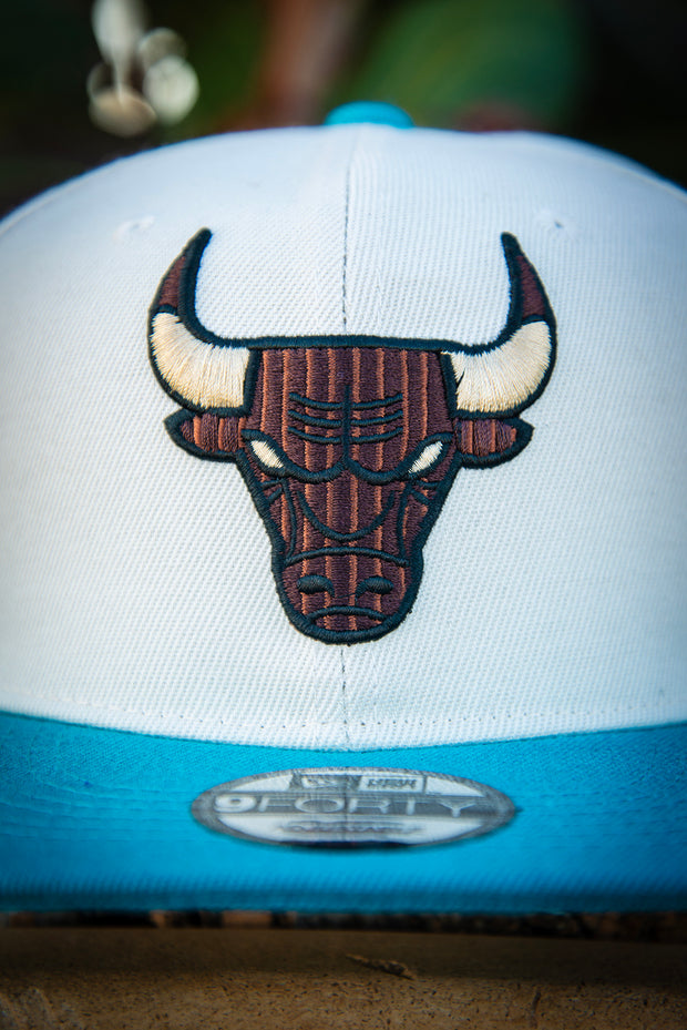 Chicago Bulls Brown Corduroy Logo Cream Teal 9Forty New Era Fits Snapback Hat