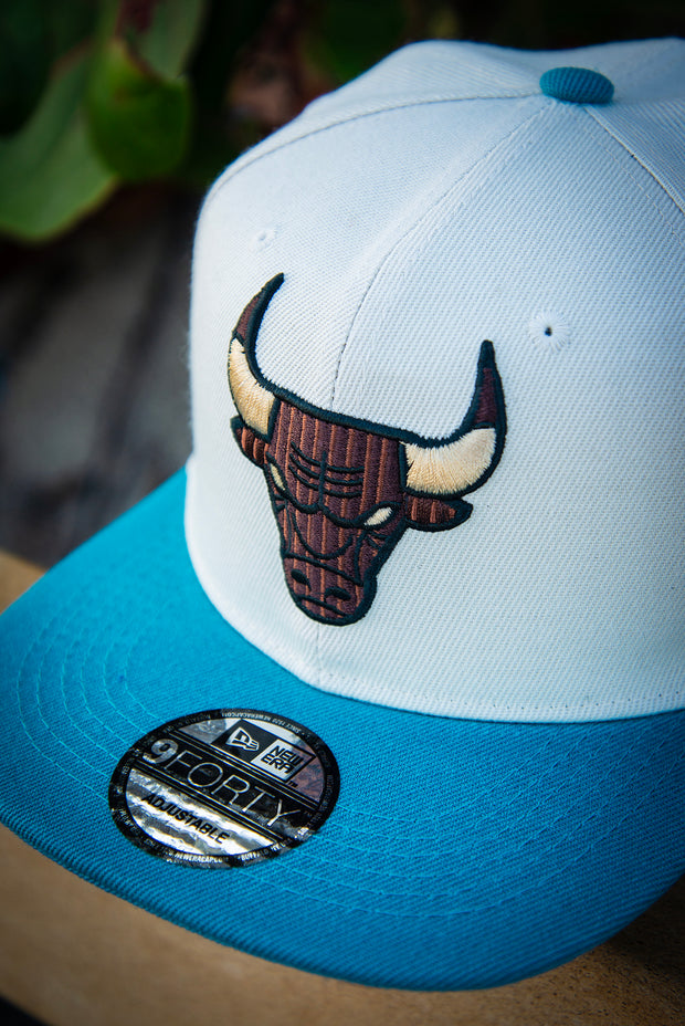 Chicago Bulls Brown Corduroy Logo Cream Teal 9Forty New Era Fits Snapback Hat