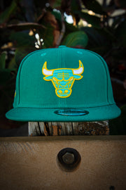 Chicago Bulls Green Yellow Logo 9Fifty New Era Fits Snapback Hat