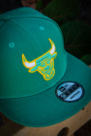 Chicago Bulls Green Yellow Logo 9Fifty New Era Fits Snapback Hat