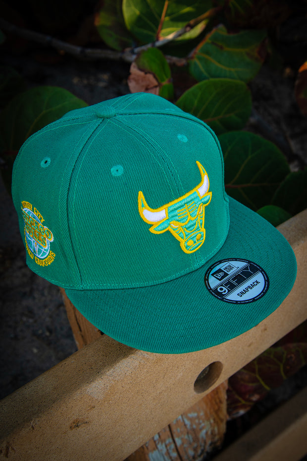 Chicago Bulls Green Yellow Logo 9Fifty New Era Fits Snapback Hat