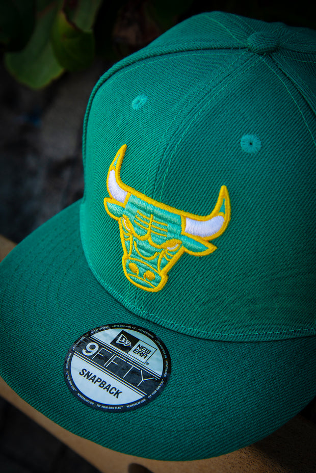 Chicago Bulls Green Yellow Logo 9Fifty New Era Fits Snapback Hat