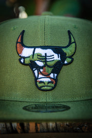 Chicago Bulls Camo Logo Army Green 9Forty New Era Fits Snapback Hat