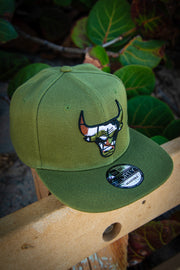 Chicago Bulls Camo Logo Army Green 9Forty New Era Fits Snapback Hat