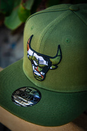 Chicago Bulls Camo Logo Army Green 9Forty New Era Fits Snapback Hat