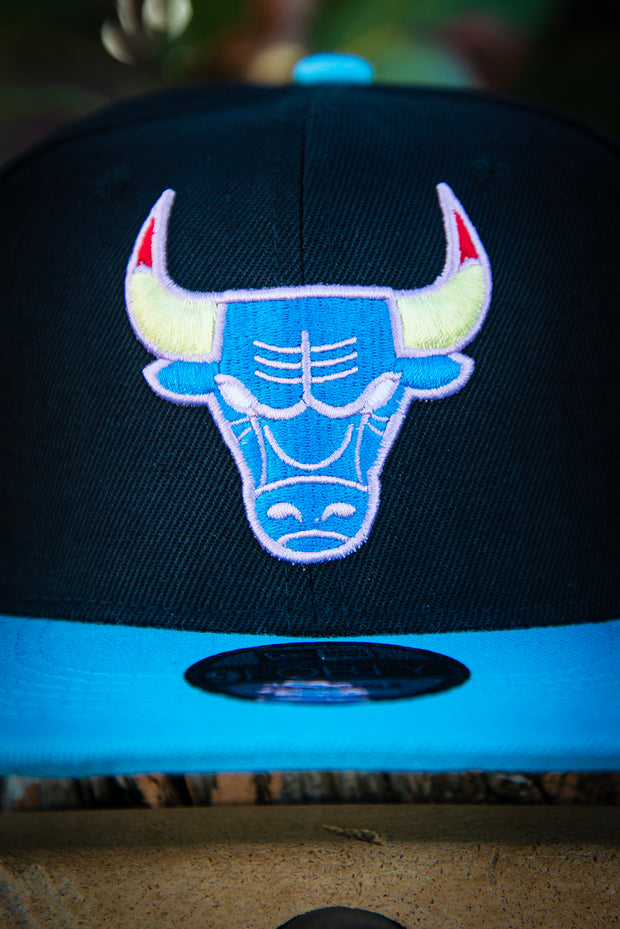 Chicago Bulls Purple Teal Yellow Red Logo 9Forty New Era Fits Snapback Hat