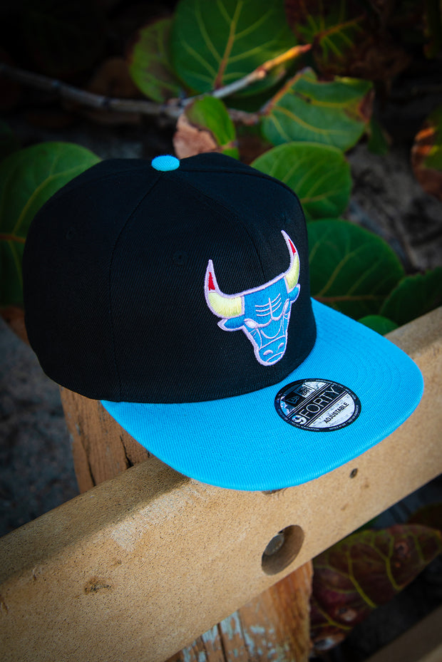 Chicago Bulls Purple Teal Yellow Red Logo 9Forty New Era Fits Snapback Hat