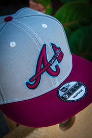 Atlanta Braves Grey Maroon Teal 9Fifty New Era Fits Snapback Hat