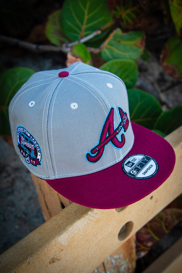 Atlanta Braves Grey Maroon Teal 9Fifty New Era Fits Snapback Hat