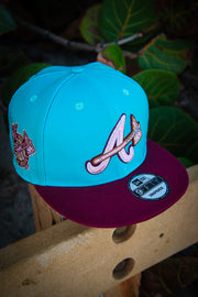 Atlanta Braves Teal Purple Pink 9Fifty New Era Fits Snapback Hat