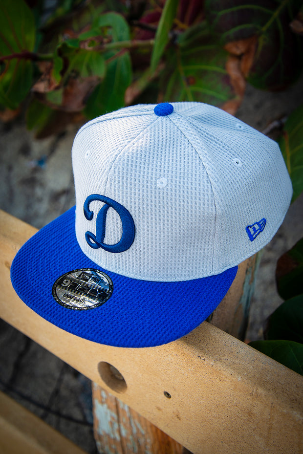 Los Angeles Dodgers Big D Texture Grey 9Fifty New Era Fits Snapback Hat