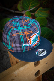 Miami Dolphins Grey Plaid New Era Fits Snapback Hat