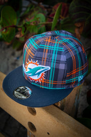 Miami Dolphins Grey Plaid New Era Fits Snapback Hat