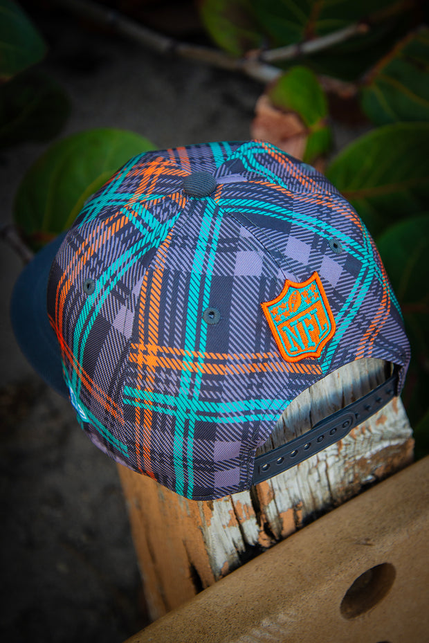 Miami Dolphins Grey Plaid New Era Fits Snapback Hat