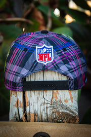 Miami Dolphins Black Pink Plaid Crucial Catch New Era Fits Snapback Hat