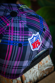 Miami Dolphins Black Pink Plaid Crucial Catch New Era Fits Snapback Hat