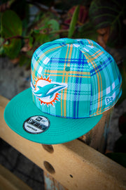 Miami Dolphins Teal Plaid New Era Fits Snapback Hat