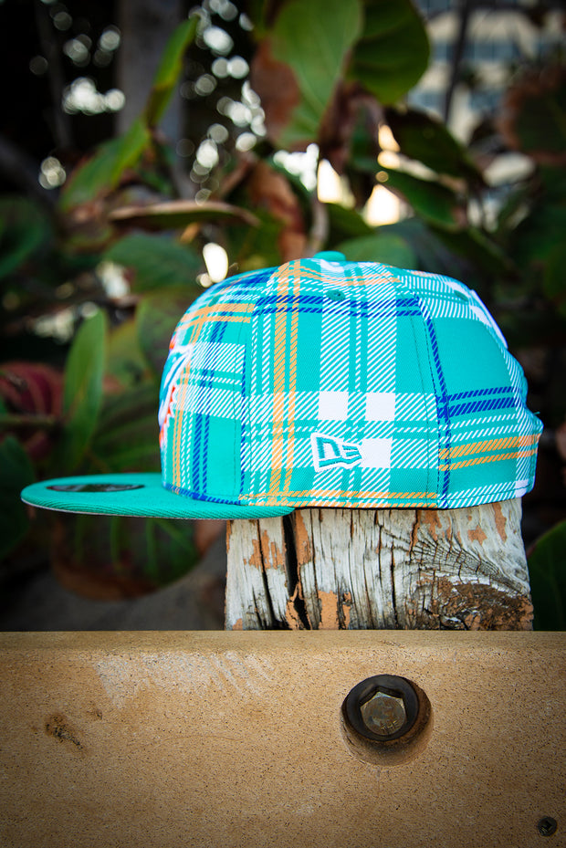 Miami Dolphins Teal Plaid New Era Fits Snapback Hat