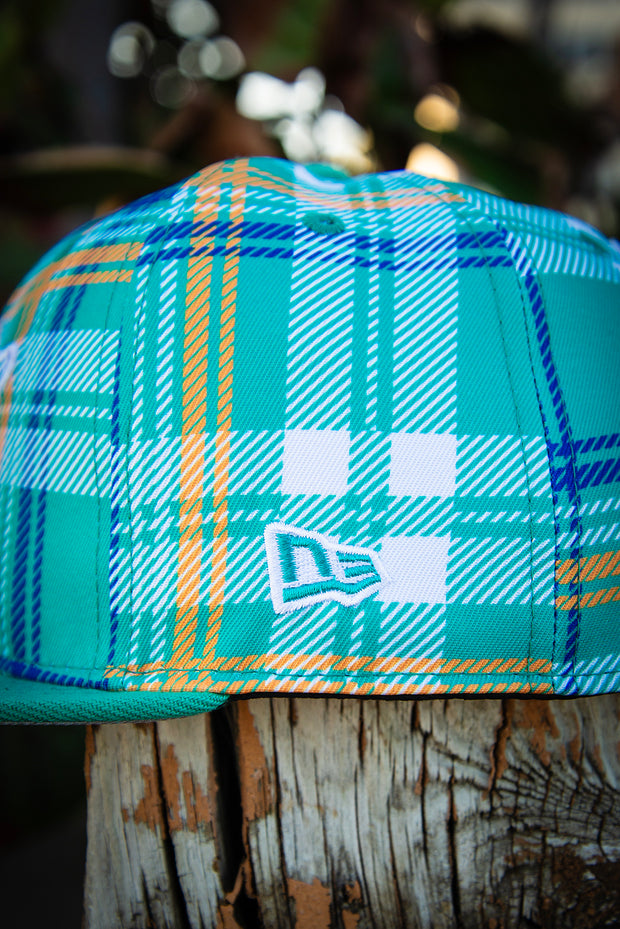 Miami Dolphins Teal Plaid New Era Fits Snapback Hat