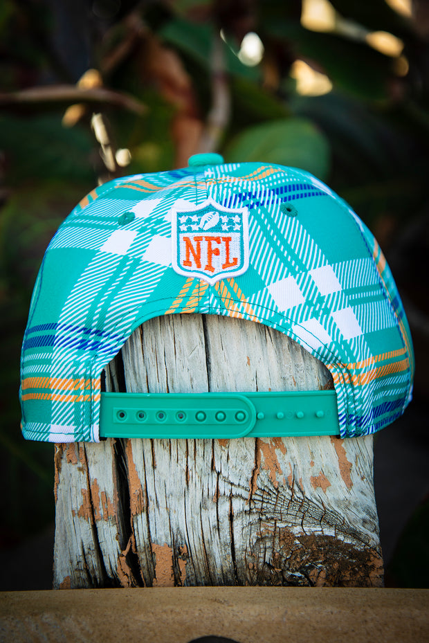 Miami Dolphins Teal Plaid New Era Fits Snapback Hat