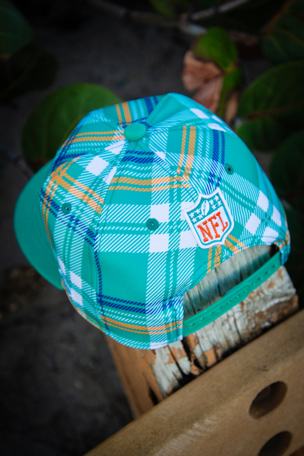 Miami Dolphins Teal Plaid New Era Fits Snapback Hat