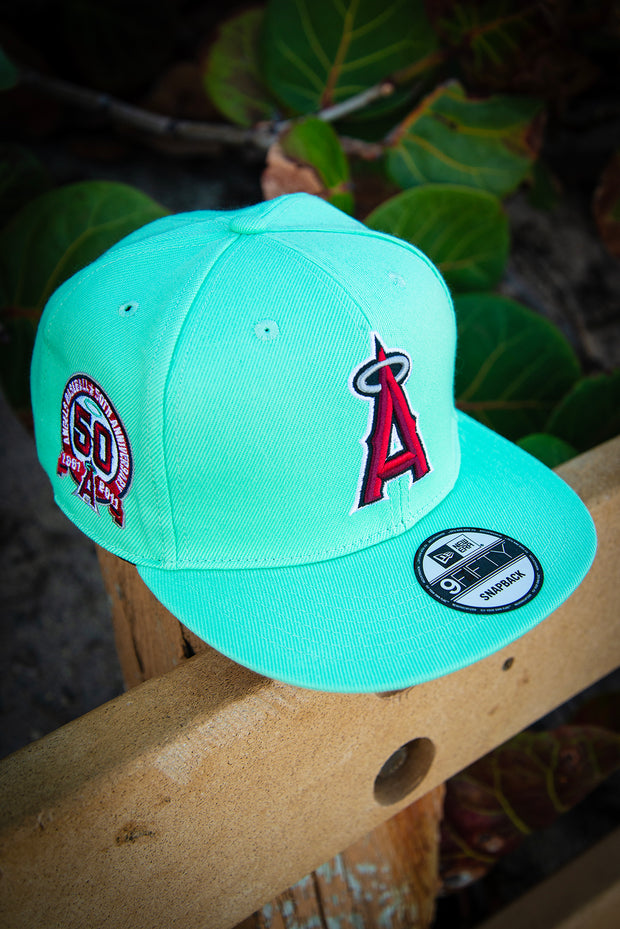 Los Angeles Angels Teal Pink 50th 9Fifty New Era Fits Snapback Hat