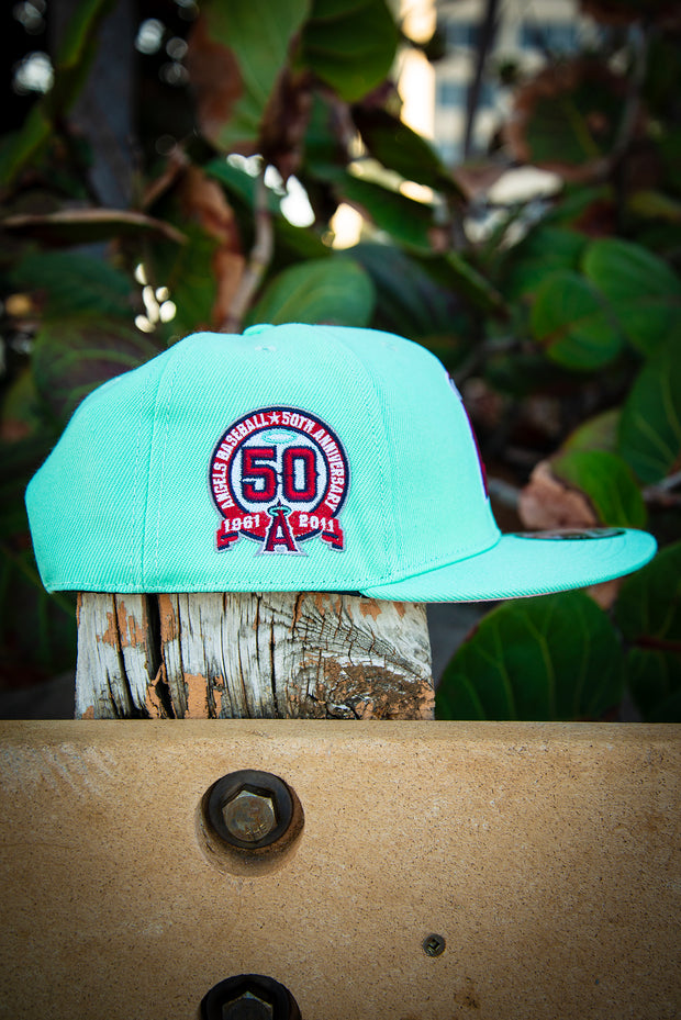 Los Angeles Angels Teal Pink 50th 9Fifty New Era Fits Snapback Hat