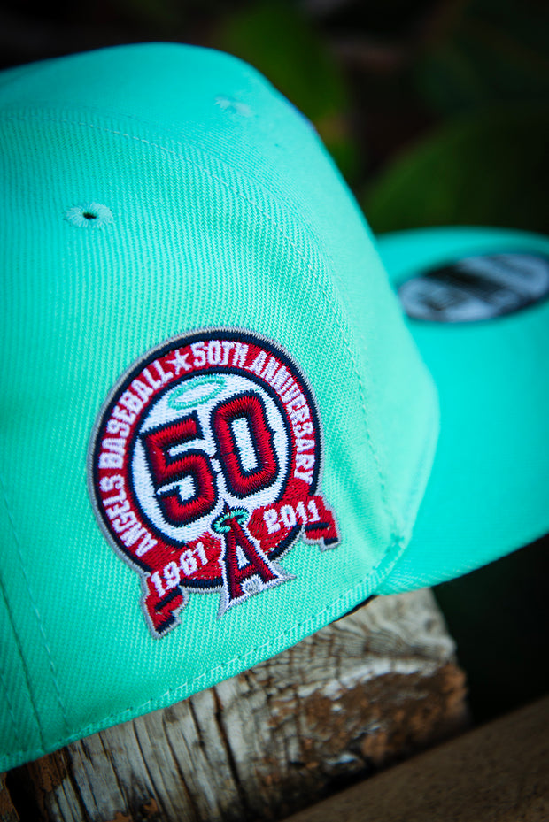 Los Angeles Angels Teal Pink 50th 9Fifty New Era Fits Snapback Hat