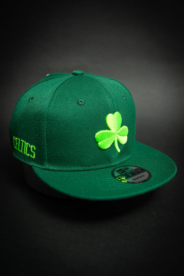 Boston Celtics Bright Green Clover 9Fifty New Era Fits Snapback Hat