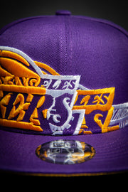 Los Angeles Lakers Triple Stack Logo 9Fifty New Era Fits Snapback Hat