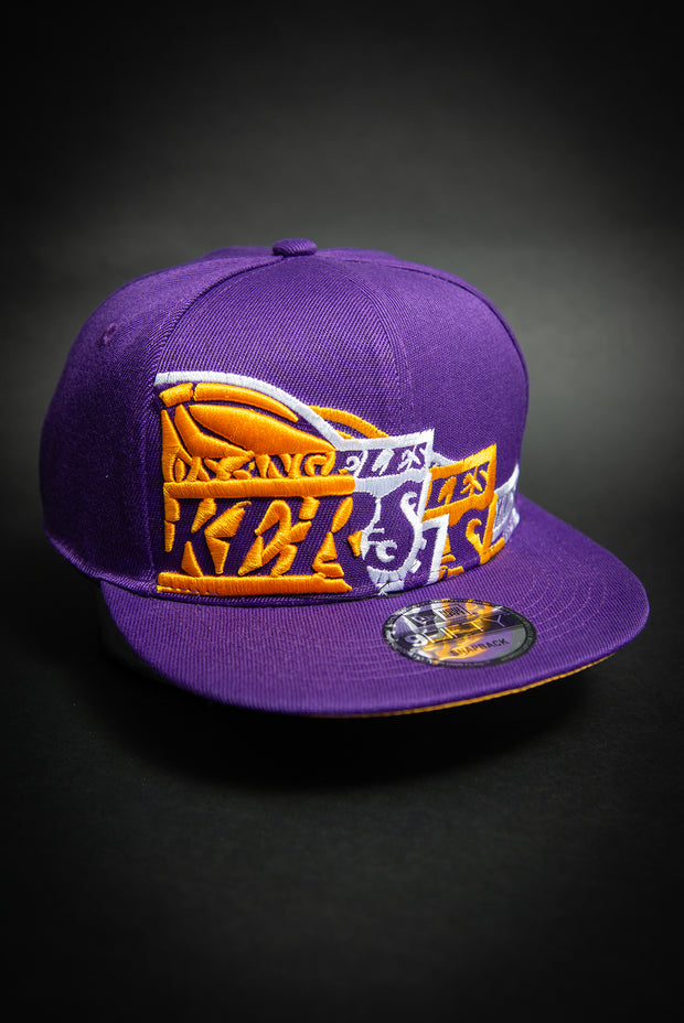 Los Angeles Lakers Triple Stack Logo 9Fifty New Era Fits Snapback Hat