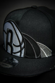 Brooklyn Nets Triple Stack Logo 9Fifty New Era Fits Snapback Hat