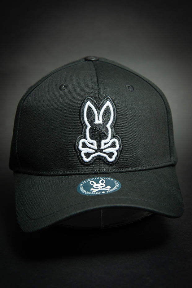 Psycho Bunny Outline Logo Black Baseball Cap