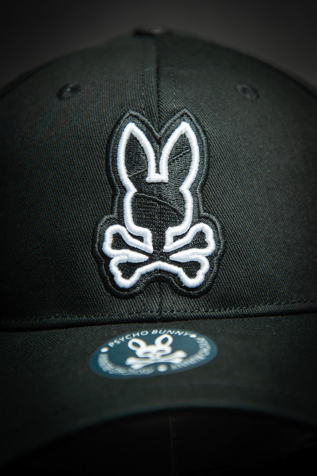 Psycho Bunny Outline Logo Black Baseball Cap