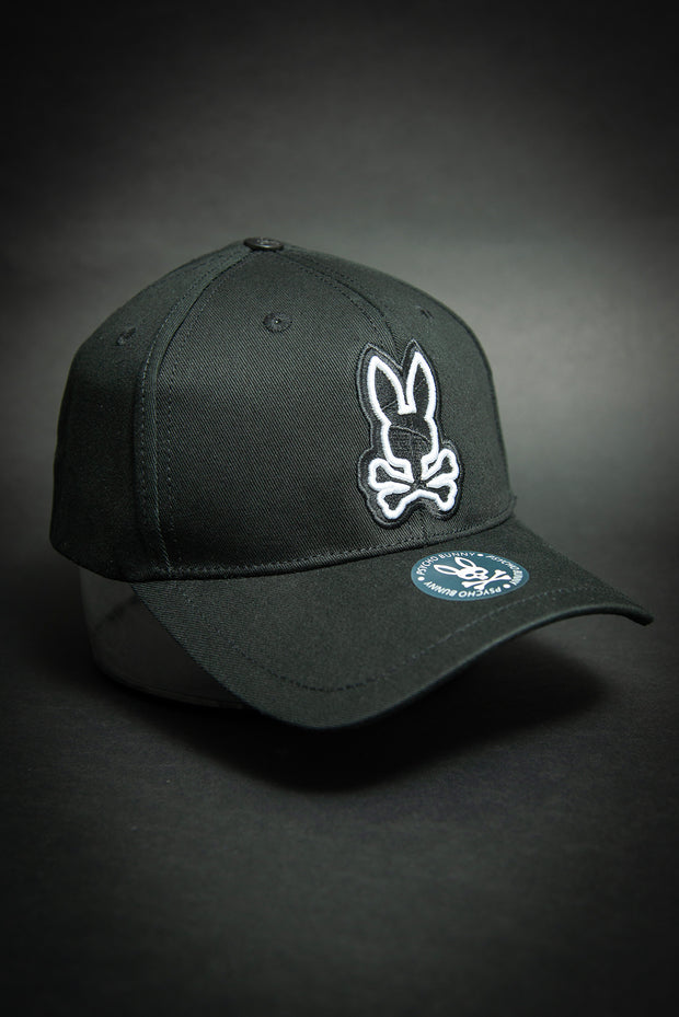 Psycho Bunny Outline Logo Black Baseball Cap