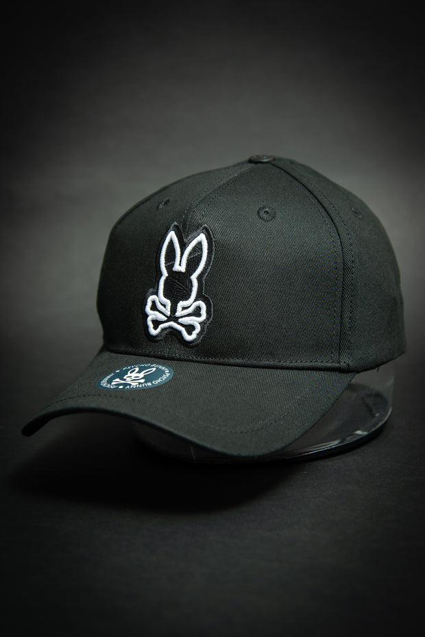 Psycho Bunny Outline Logo Black Baseball Cap