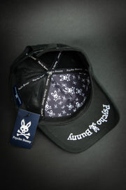 Psycho Bunny Outline Logo Black Baseball Cap