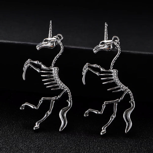 Unicorn Skeleton Drop Hanging Earrings