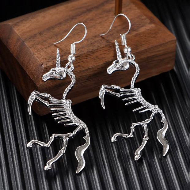 Unicorn Skeleton Drop Hanging Earrings